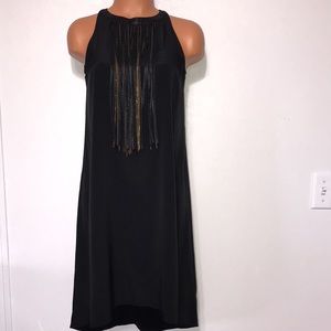 PRICE REDUCED! Dylan & Rose Gold & Leather Fringe Dress Black Size Xtra Small